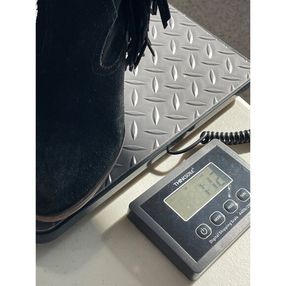 Steve Madden Ohio Boots Size 9 Ankle Black Suede Leather Fringe Western Boho - Picture 8 of 8